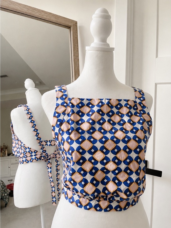 Zara Tops - Zara Retro Mod Print Tie Back Cotton Tank Top
